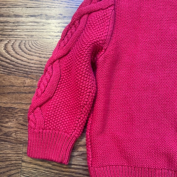 Baby GAP Kids Solid Christmas Holiday Red Cable Knit Sweater Size 18-24 Months - Picture 8 of 10